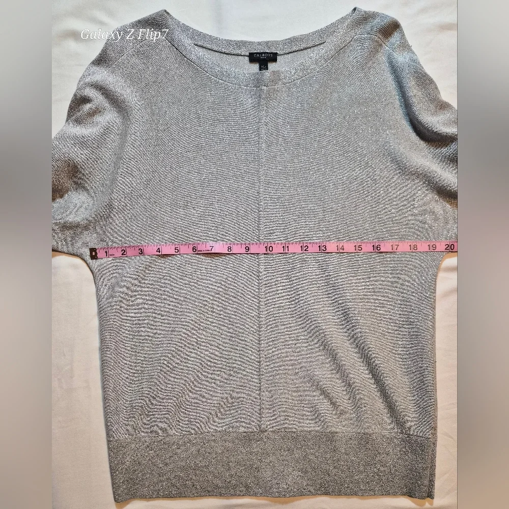 Talbots Petite Silver Metallic Shimmer Knit Top - Size XLP - Picture 4 of 9